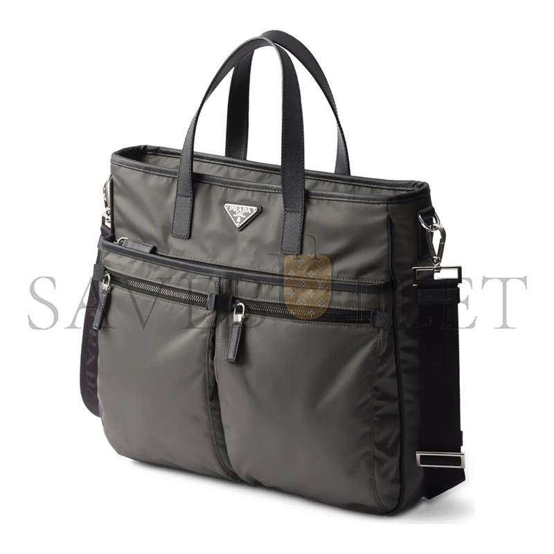 PRADA RE-NYLON AND SAFFIANO LEATHER TOTE BAG 2VG860 (36*34*8cm) PRADA RE-NYLON AND SAFFIANO LEATHER TOTE BAG 2VG860 (36*34*8cm)